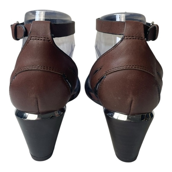 Franco Sarto Women’s Della Brown Leather Wedge Sandals - Picture 5 of 9